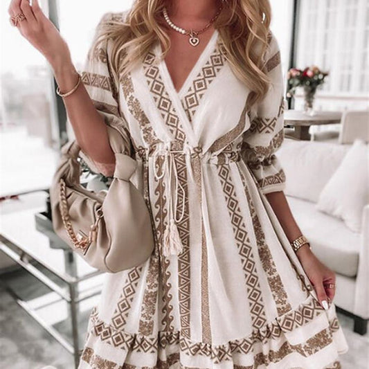 Women's Fashion Casual Printing Lace Dress